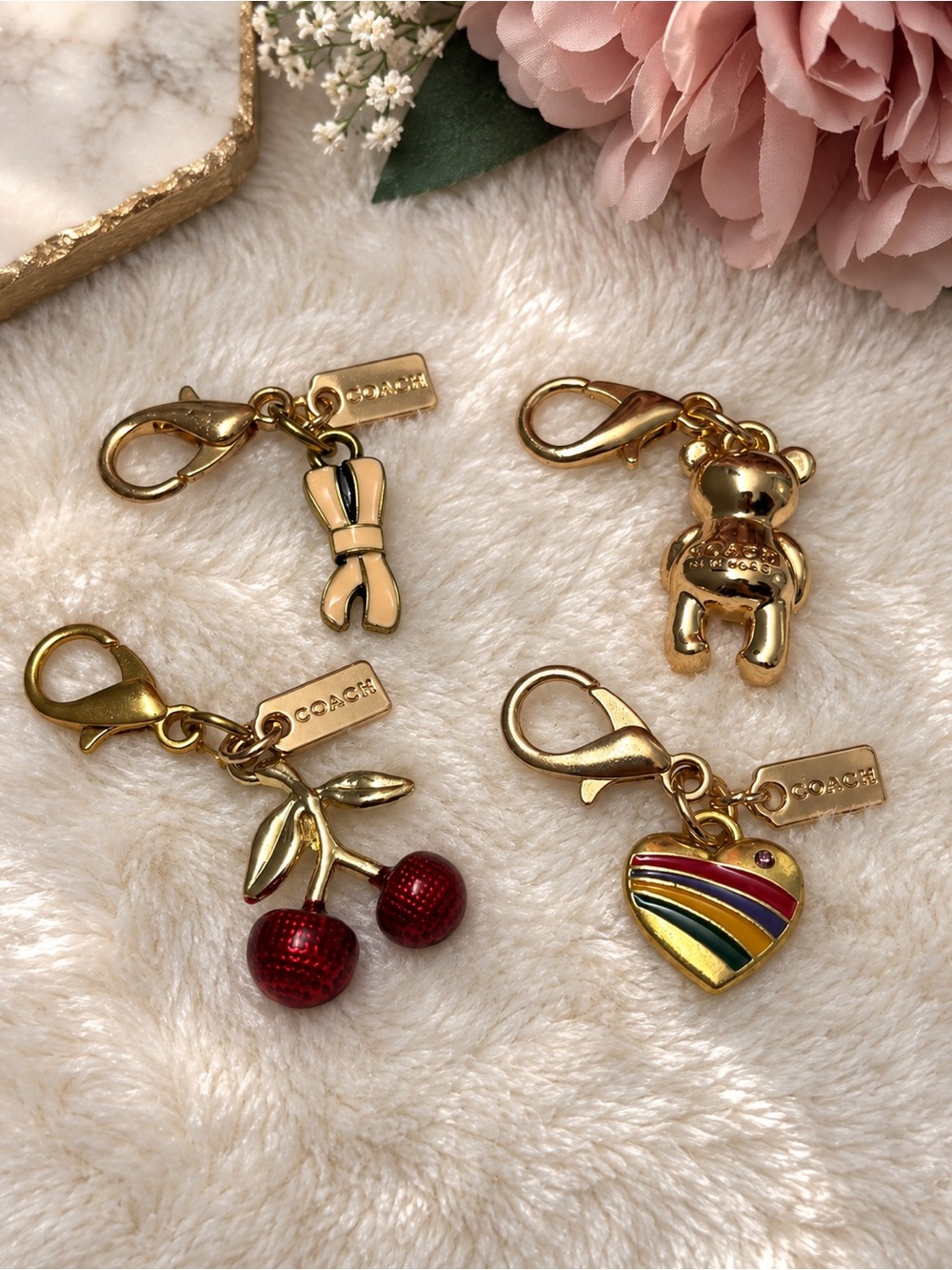 Lot of Authentic Repurposed Coach Mini Charms Keychains